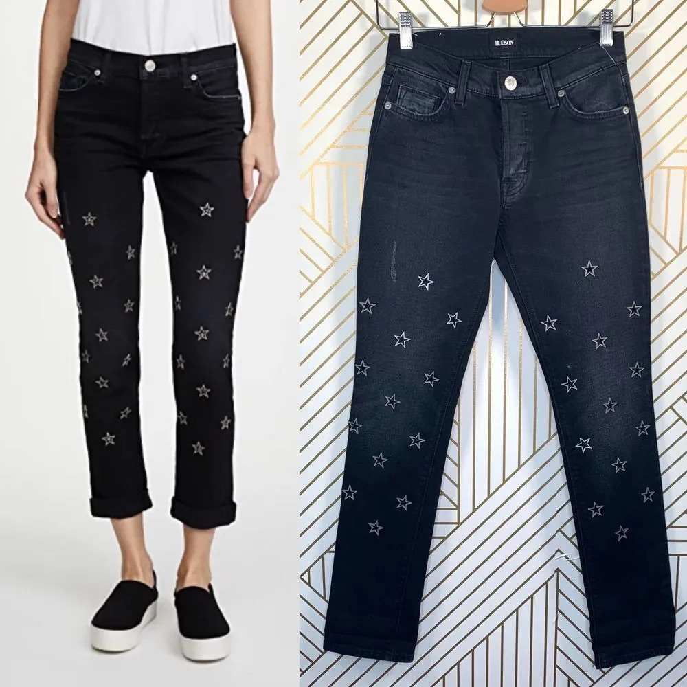 Hudson Riley Crop Relaxed Star‎ Straight Jeans
